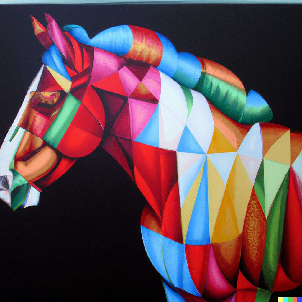 a horse, painting by Okuda San Miguel